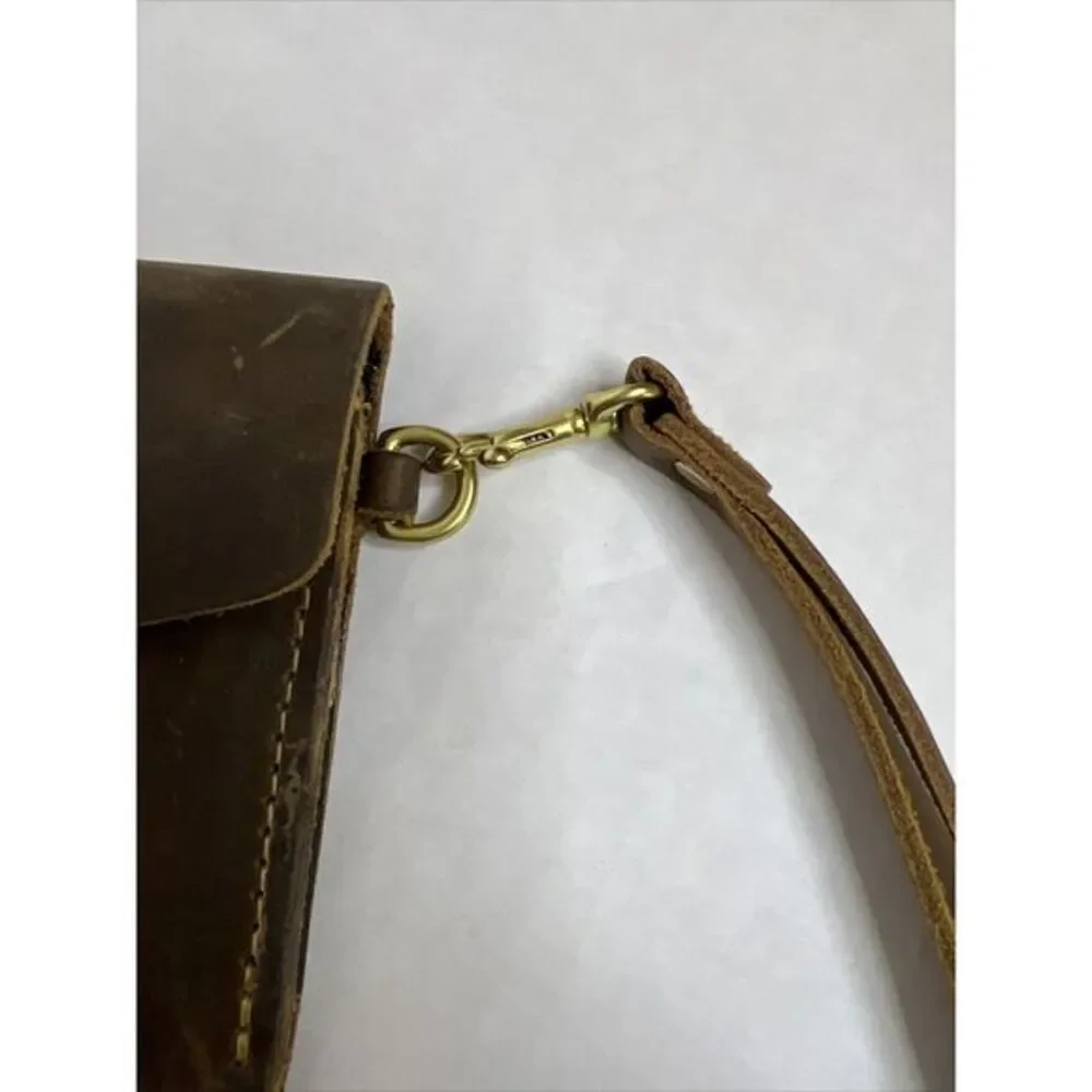 San Tan Leather Brown Wristlet Wallet Brown Gold Zipper‎ & Hardware - Unbranded